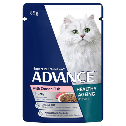 ADVANCE Healthy Ageing Ocean Fish Pouches In Jelly Cat Food 12x85g