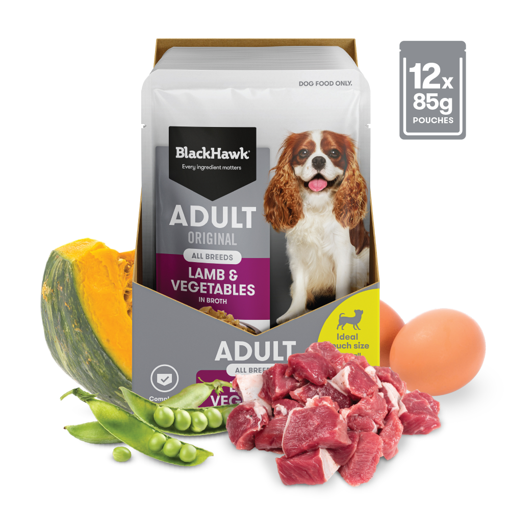 Black Hawk Original Adult Lamb And Vegetables Wet Dog Food Pouches 12X85G