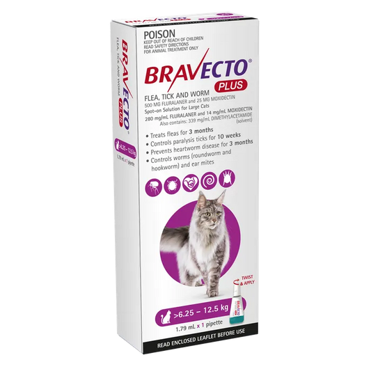 Bravecto Plus Purple for Cats 6.25-12.5kg