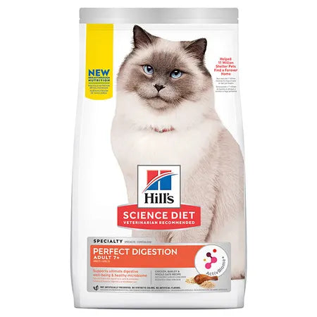 Hill's Science Diet Adult 7+ Perfect Digestion Chicken Barley & Whole Oats Recipe Cat Dry Food 2.72kg