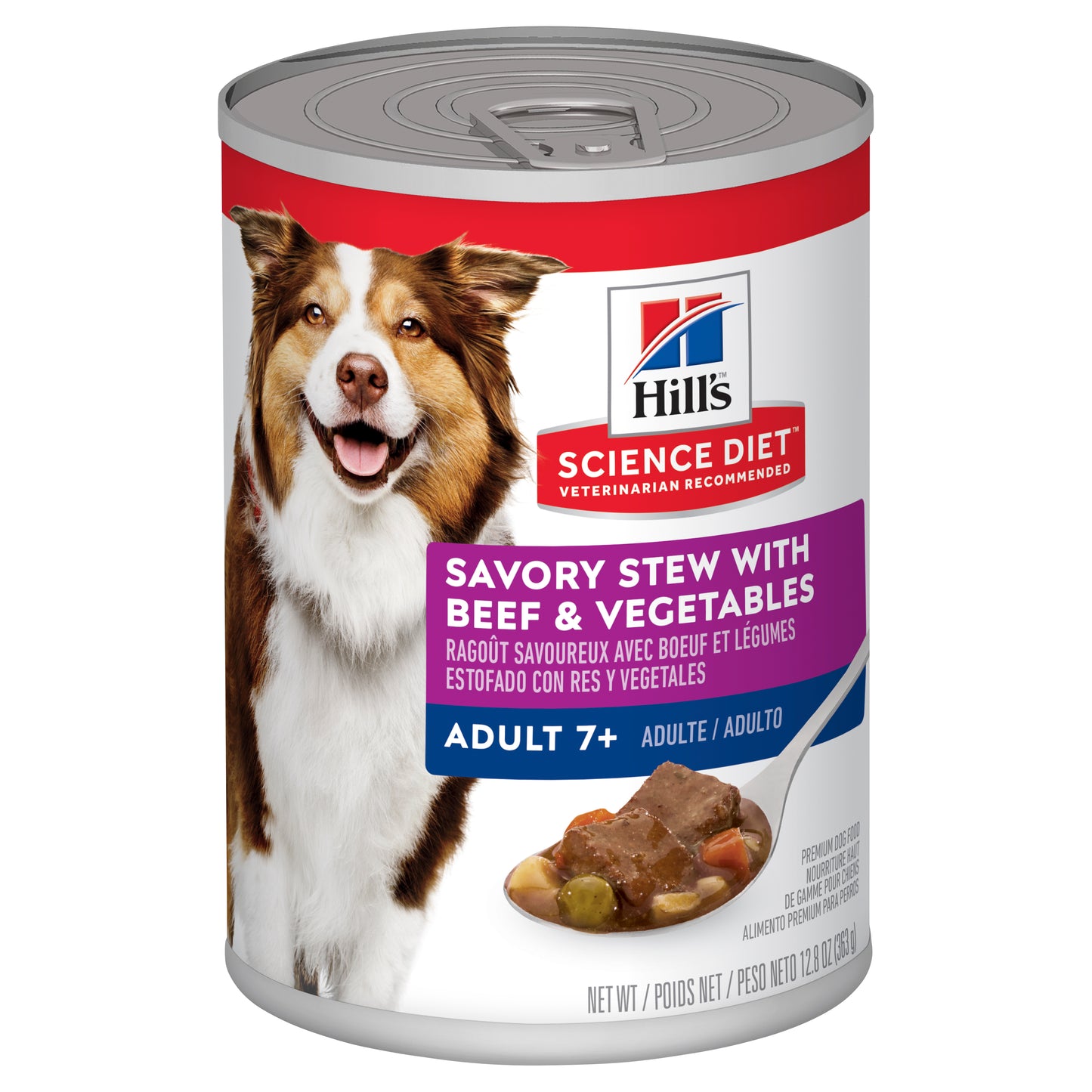 Hill's Science Diet Adult 7+ Savory Stew Beef & Vegetables Canned Wet Dog Food 12x363g