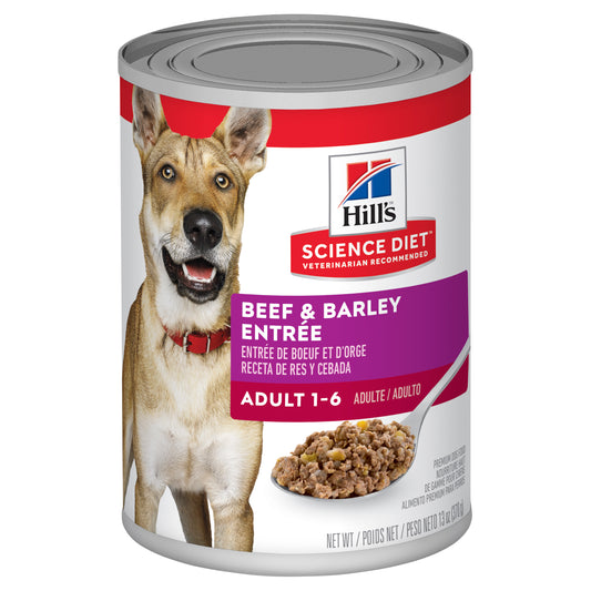 Hill's Science Diet Adult Beef & Barley Entrée Canned Dog Food 12x370g