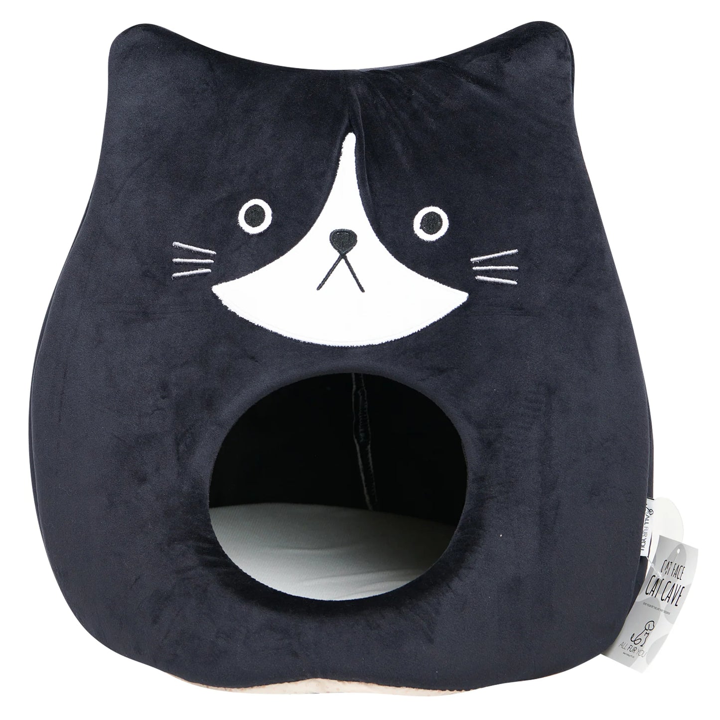 All Fur You Cat Face Cat Cave Tuxedo (black & White Cat) Bed