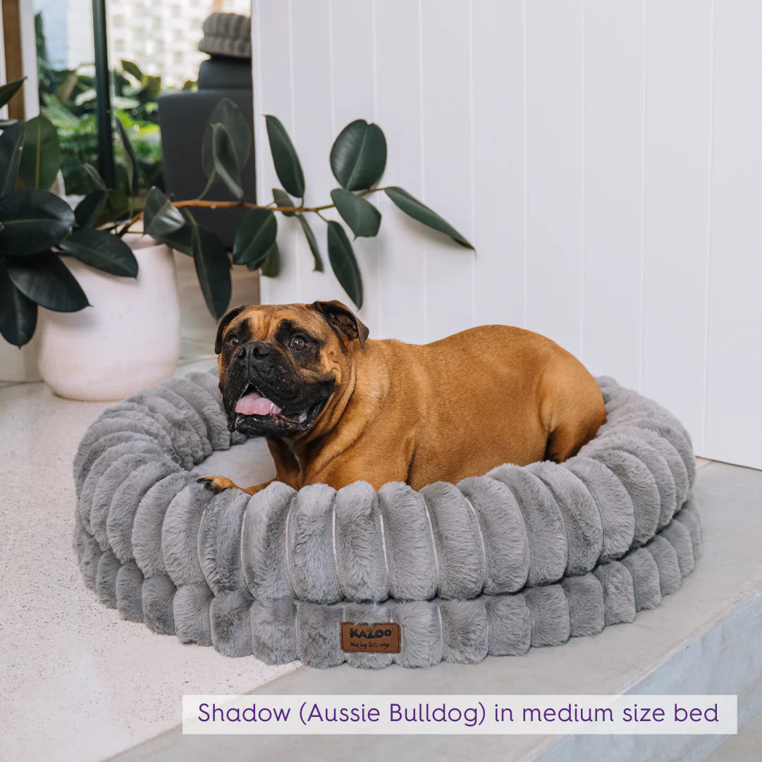 Kazoo Donut Snuggle Dog Bed - Warm Grey
