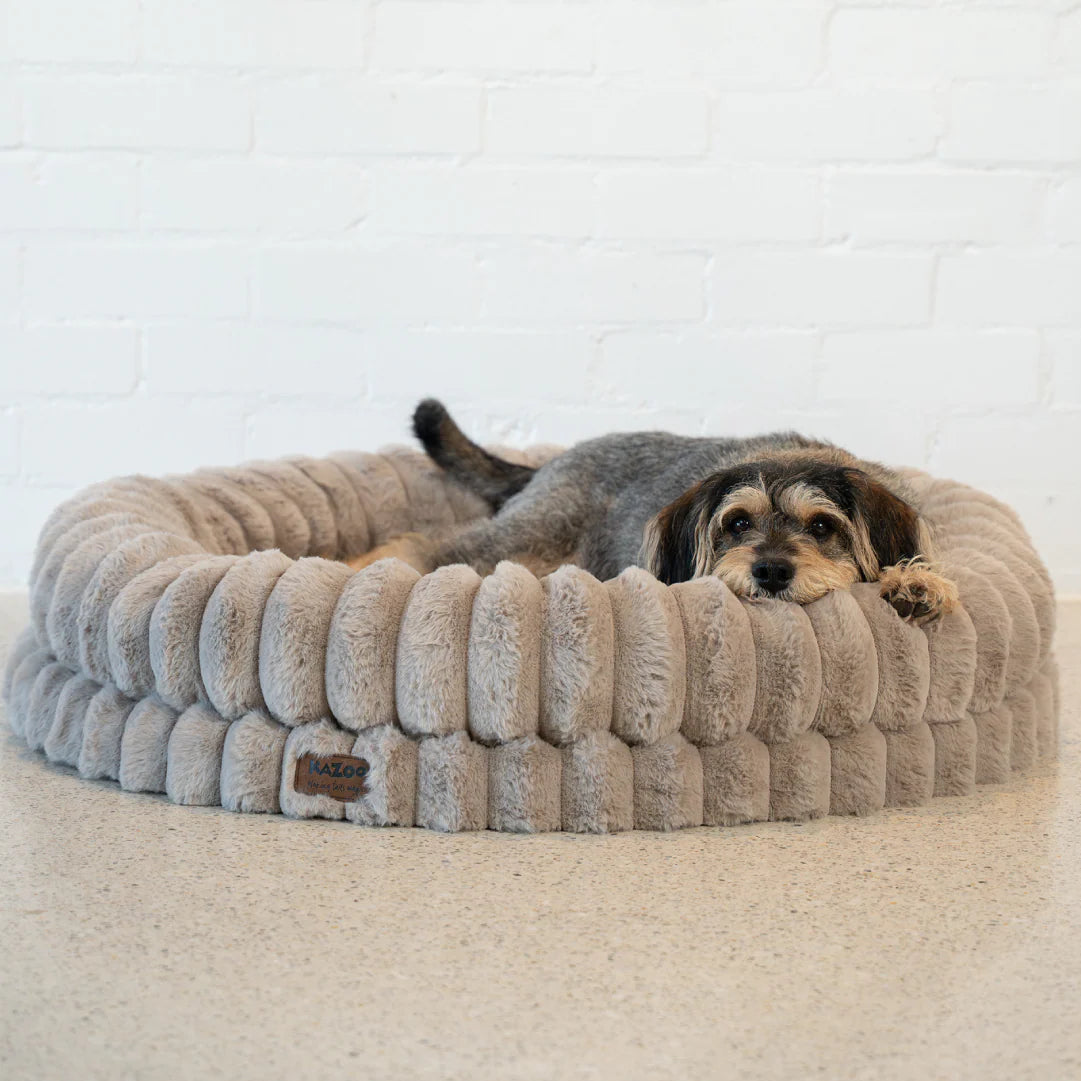 Kazoo Donut Snuggle Dog Bed - Beige