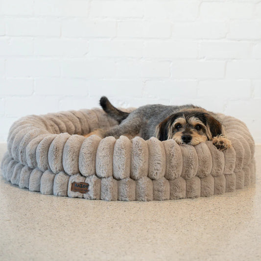 Kazoo Donut Snuggle Dog Bed - Beige