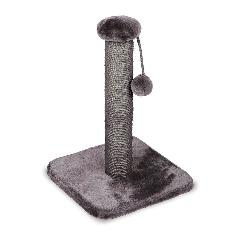 Kazoo Cat Scratch Post in Charcoal Plush - Small