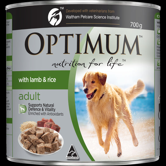 OPTIMUM Adult Dog Food with Lamb & Rice Can 12x700g