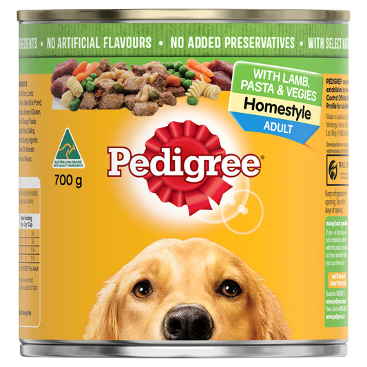 PEDIGREE Adult Wet Dog Food with Lamb, Pasta & Vegies Homestyle Can 12x700g