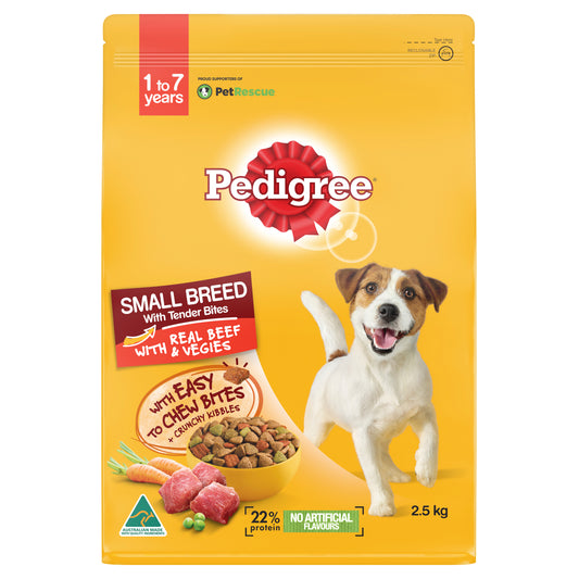 PEDIGREE Small Breed Adult Dry Dog Food Real Beef & Vegies 2.5kg