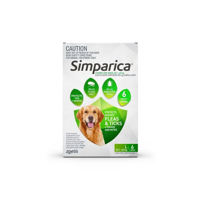 Simparica Green for Dogs 20.1-40kgs