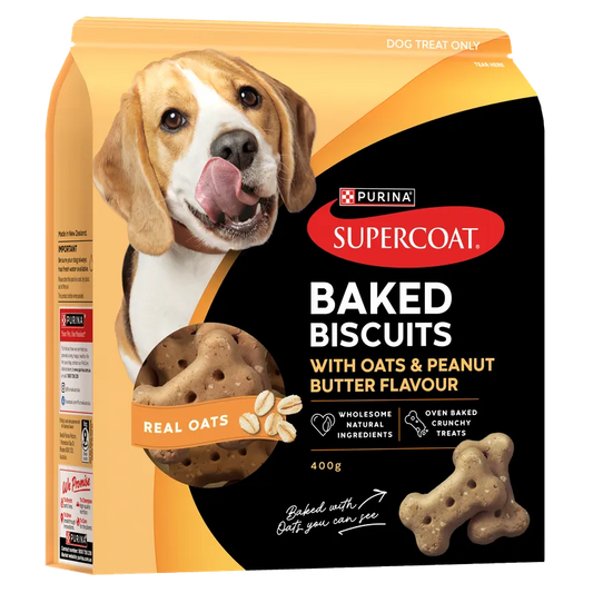 SUPERCOAT BAKED BISCUITS PEANUT BUTTER & OATS 400G