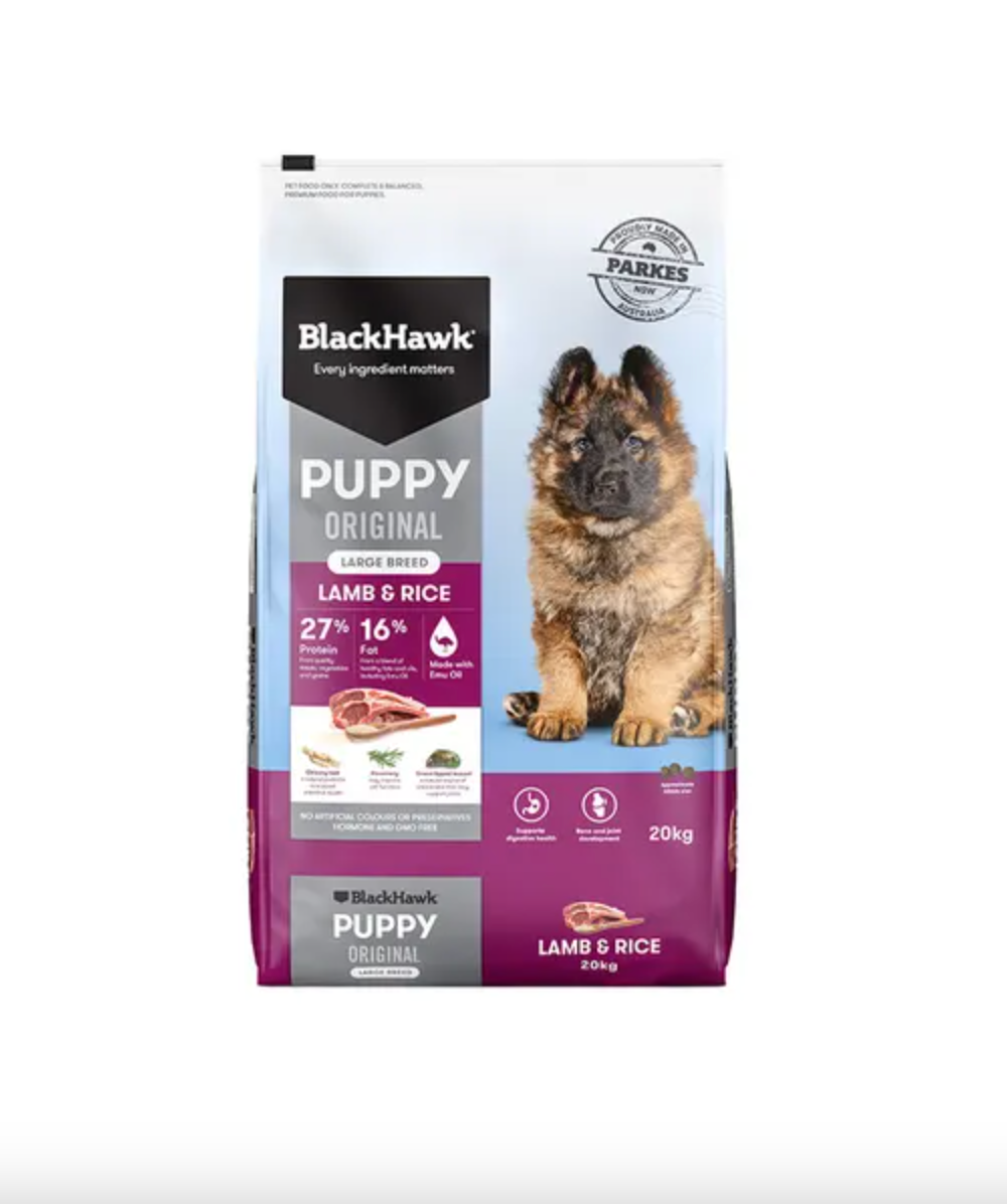 BlackHawk Lamb & Rice Large Breed Puppy Food 20kg Petcare Warehouse