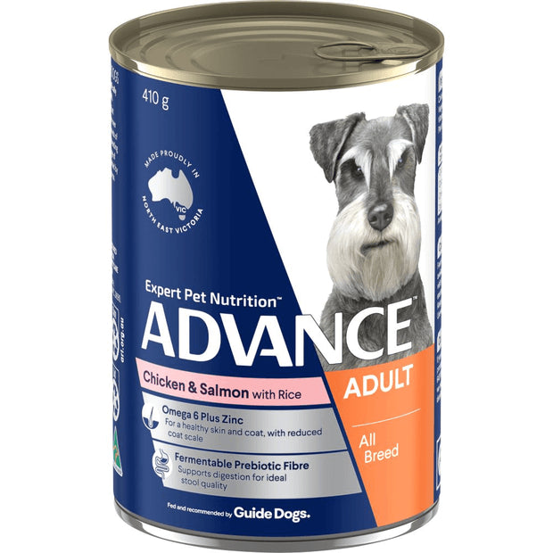 ADVANCE Adult All Breed Wet Dog Food Chicken & Salmon with Rice 12x400g