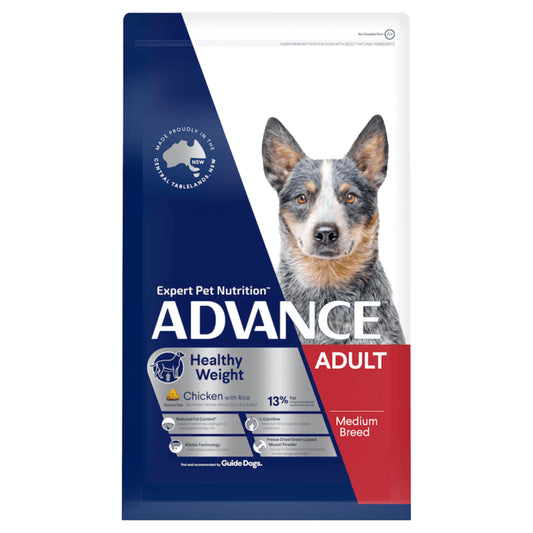 ADVANCE Healthy Weight Medium Adult Dry Dog Food Chicken With Rice 13kg