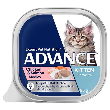 ADVANCE Kitten Canned Chicken & Salmon Medley Cat Food 7x85G