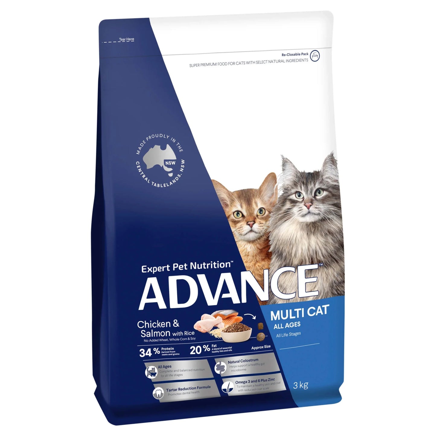 ADVANCE Multi Cat Adult Chicken & Salmon With Rice Cat Food 3kg