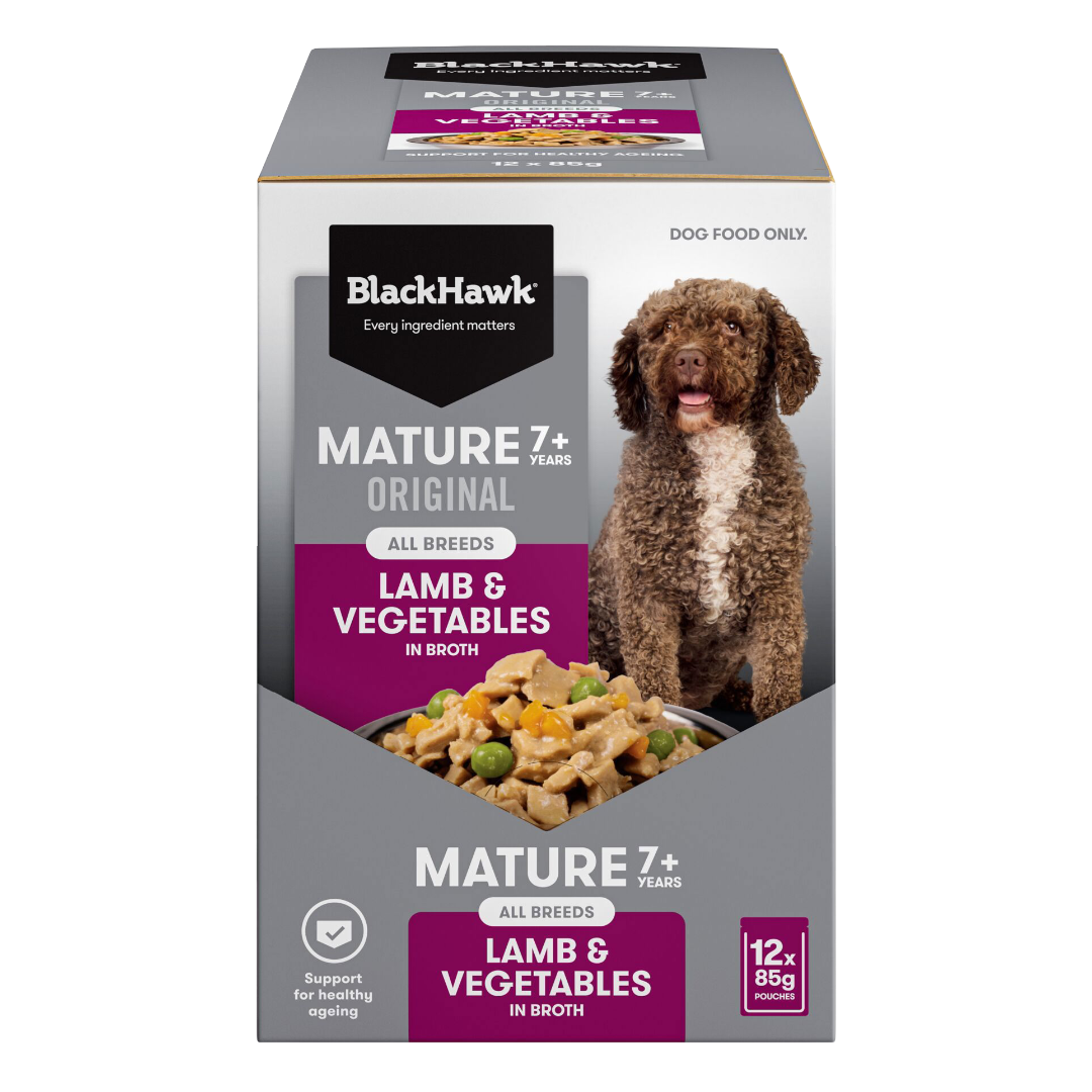 Black Hawk Original Mature Lamb And Vegetables Wet Dog Food Pouches 12X85G