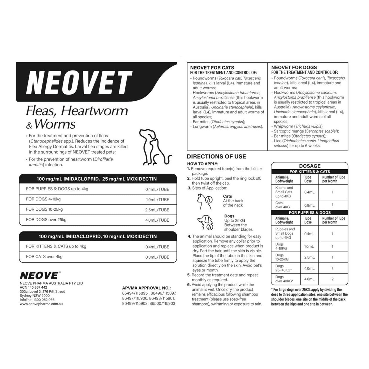 Neovet Flea And Worming up to 4kg Cats 6pk