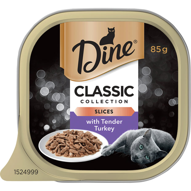 DINE Canned Classic Slices With Tender Turkey Cat Food 7pk