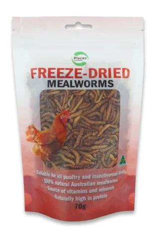 Pisces Enterprises Freezedried Mealworm Poultry 70G Bag