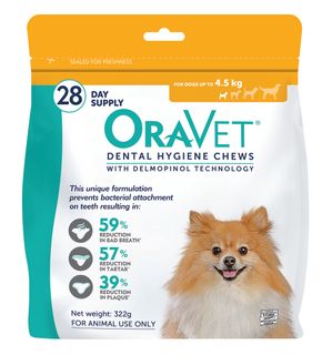 ORAVET DENTAL CHEWS DOG XSMALL UPTO 4.5KG 28PK