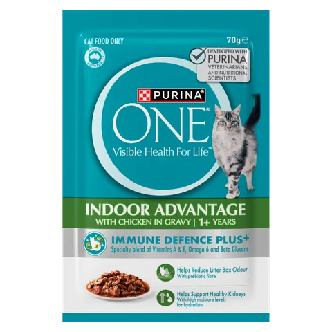 PURINA ONE® ONE Adult Indoor Chicken in Gravy Wet Pouch 12x70g