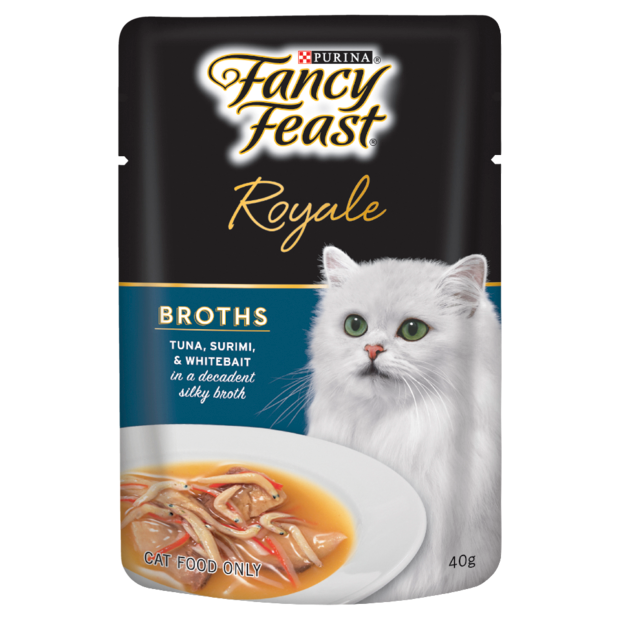 Fancy Feast Royale Broths Tuna Surimi Whitebait Cat Food 12pk