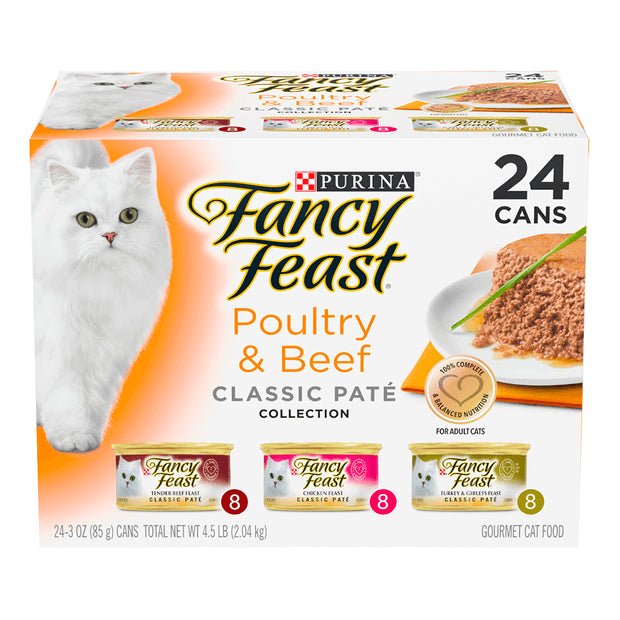 Fancy Feast Poultry & Beef Classic Pate Mixed Collection Cat Food 24pk