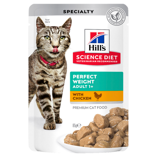 Hill's Science Diet Adult Perfect Weight Chicken Wet Pouches Cat Food 12x85g