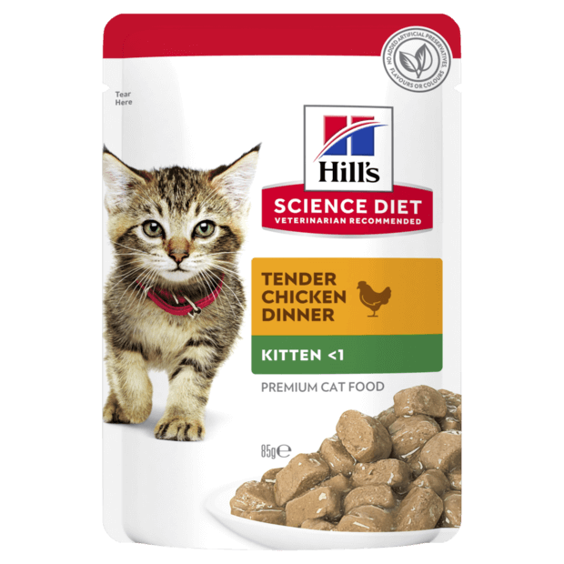 Hill's Science Diet Kitten Tender Chicken Dinner Wet Pouches 12x85g