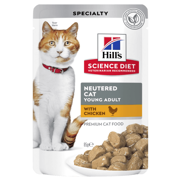 Hill's Science Diet Adult Neutered Cat Chicken Wet Pouches 12x85g