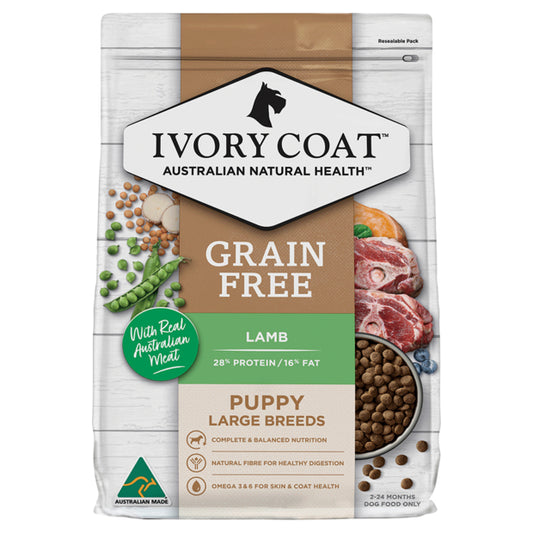 Ivory Coat Grain Free Dry Dog Food Large Breed Puppy Lamb 2kg & 13kg