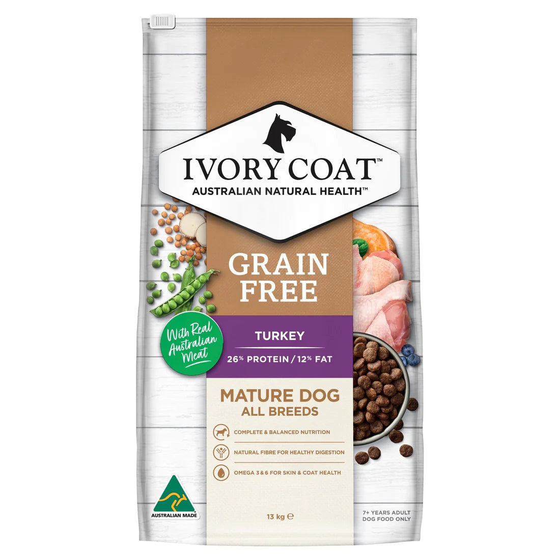 Ivory Coat Grain Free Dry Dog Food Mature Turkey 2kg & 13kg