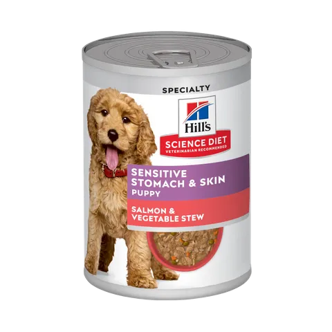 Hill's SCIENCE DIET PUPPY SENSITIVE STOMACH & SKIN SALMON VEGETABLE 12x354g