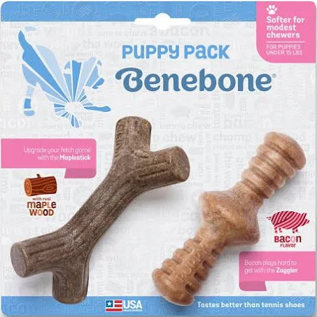 All Pet Benebone Puppy Maplestick/Zaggler Bacon 2pk