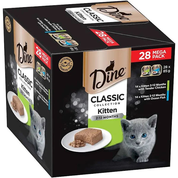 DINE Canned Classic Collection Kitten Chicken & Ocean fish Cat Food 28pk