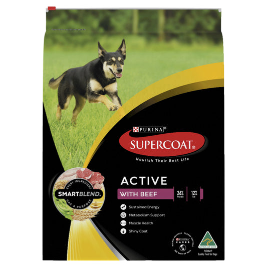 SUPERCOAT Active Adult Beef Dry Dog Food 18kg