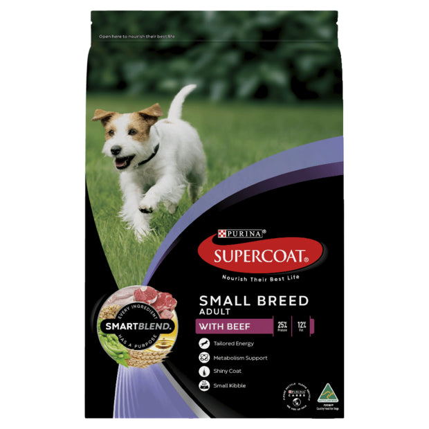 SUPERCOAT Adult Small Breed Beef Dry Dog Food 2.8kg