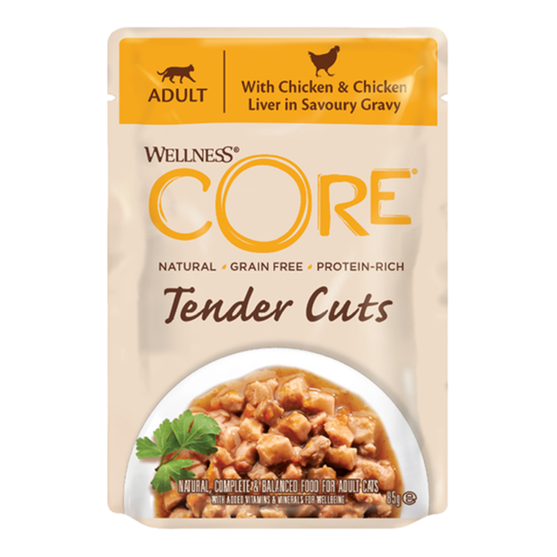 Wellness CORE Chicken & Chicken Liver In Savoury Gravy Cat Food 8pk