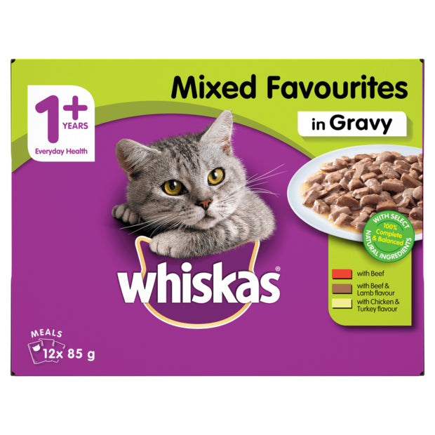 Whiskas Adult Mixed Favourites In Gravy Wet Pouches Cat Food 12pk