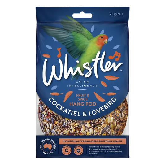 Whistler Cockatiel & Lovebird Pod With Fruit & Spice 210g