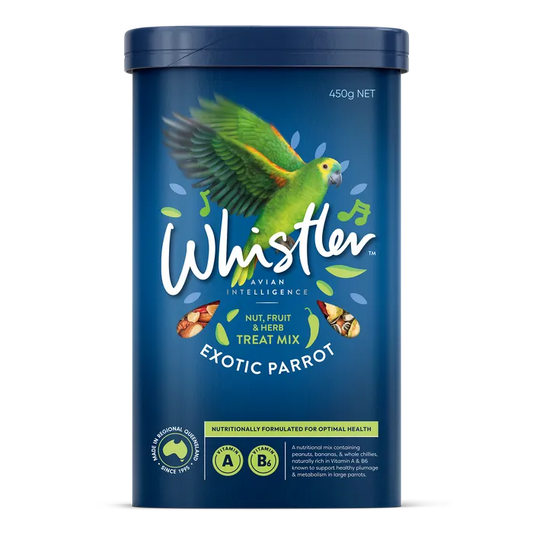 WHISTLER EXOTIC LARGE PARROT TREAT MIX WITH NUTS, FRUITS AND HERB 450G