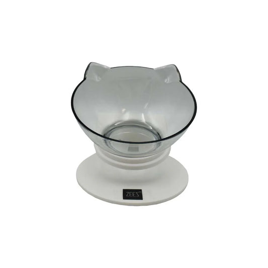 Zeez Elevated Tilted Cat Bowl Clear/white Single bowl